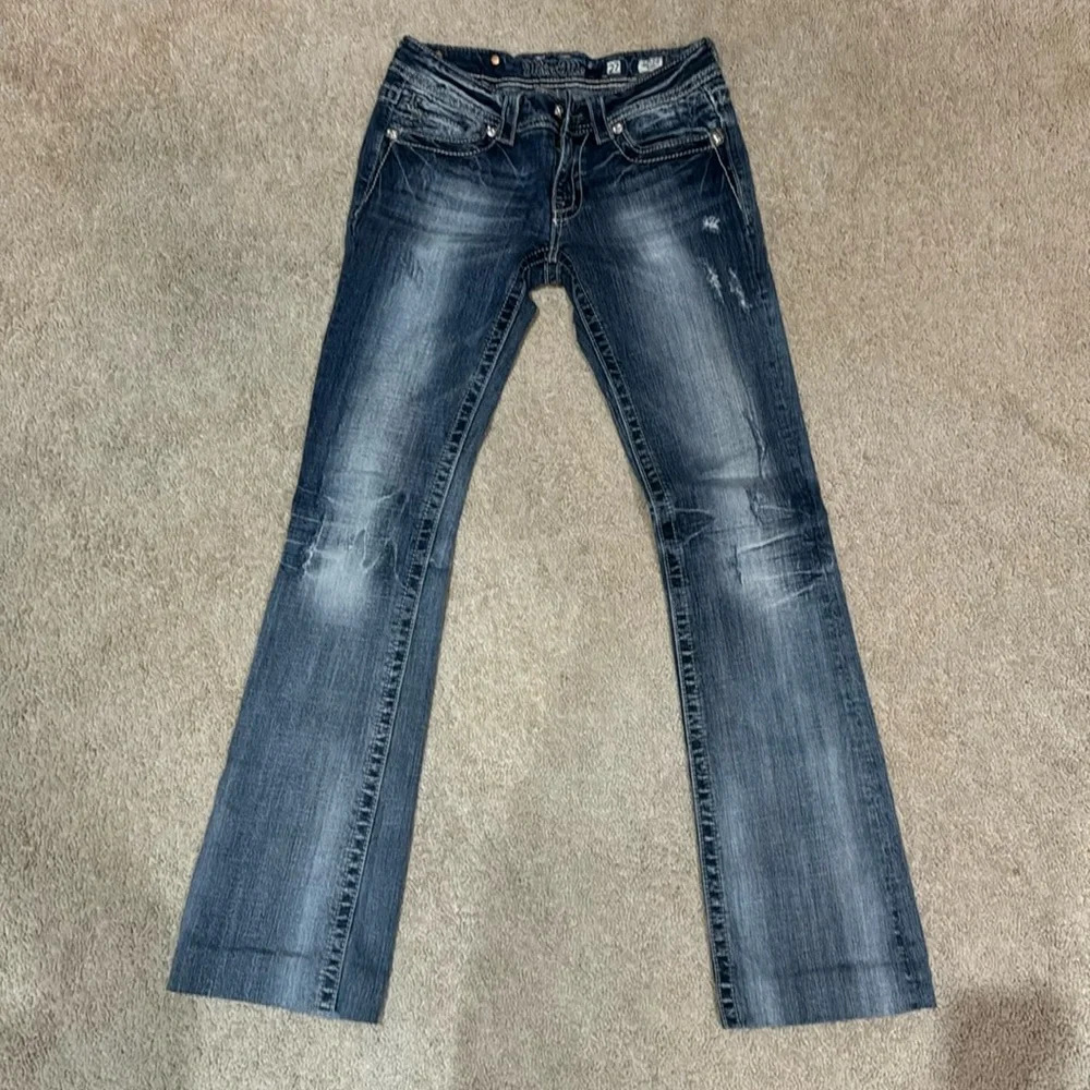 Miss Me JP6437B floral angel wings bootcut jeans size 27
